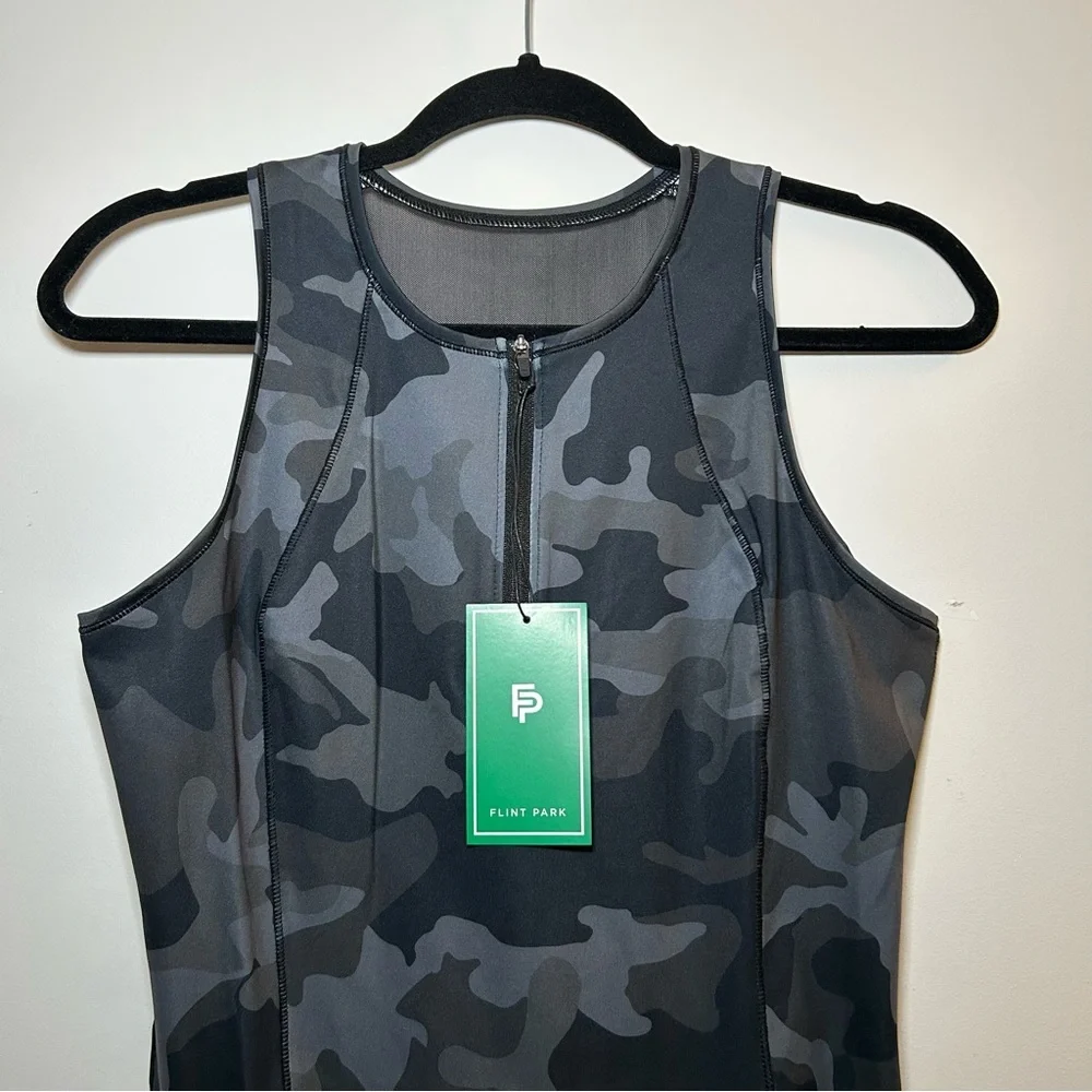 FLINT PARK Ace Tennis Dress Camo Black Mesh Mini Activewear Lightweight Medium